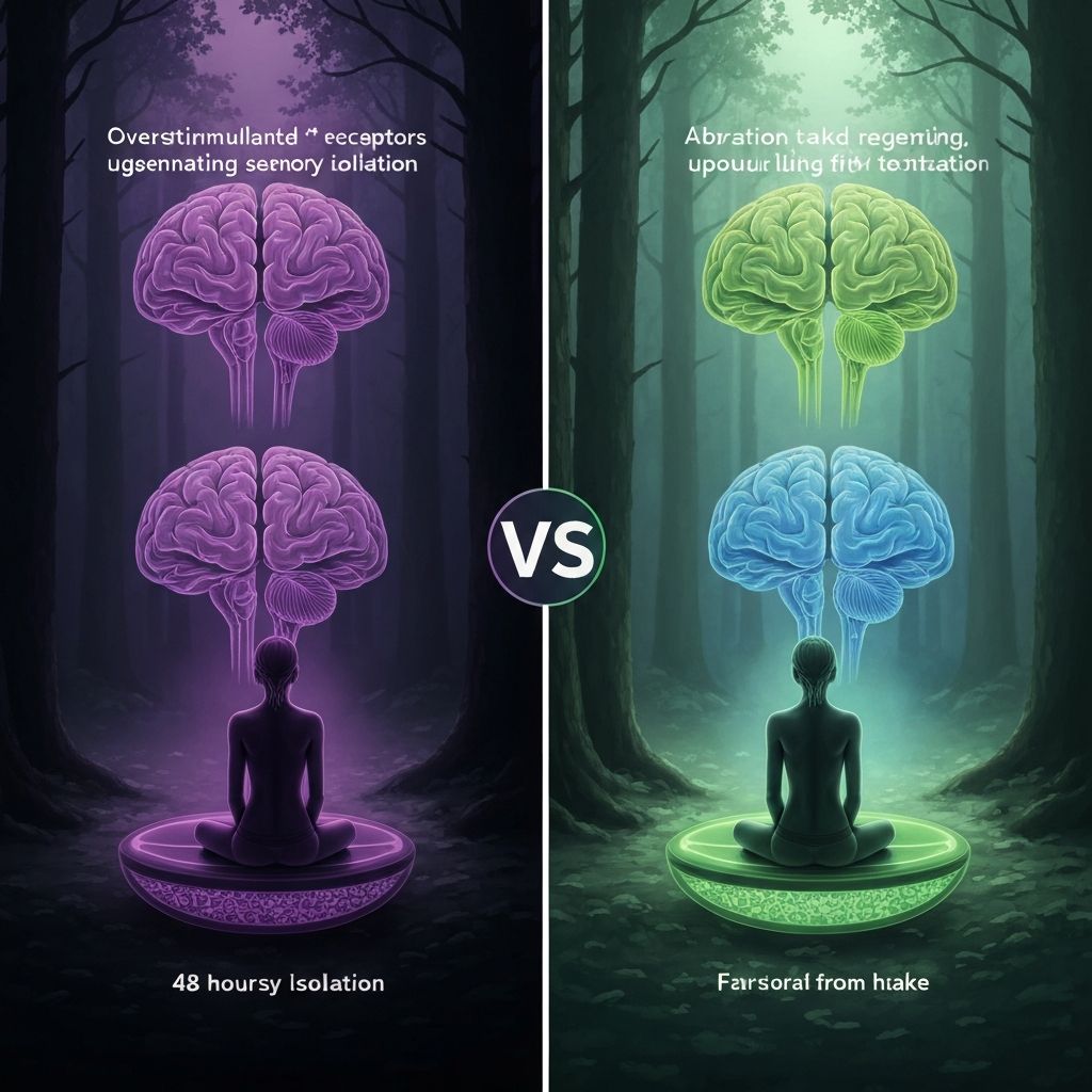 Ilustración científica del reseteo cerebral durante aislamiento sensorial para recuperación de adicciones